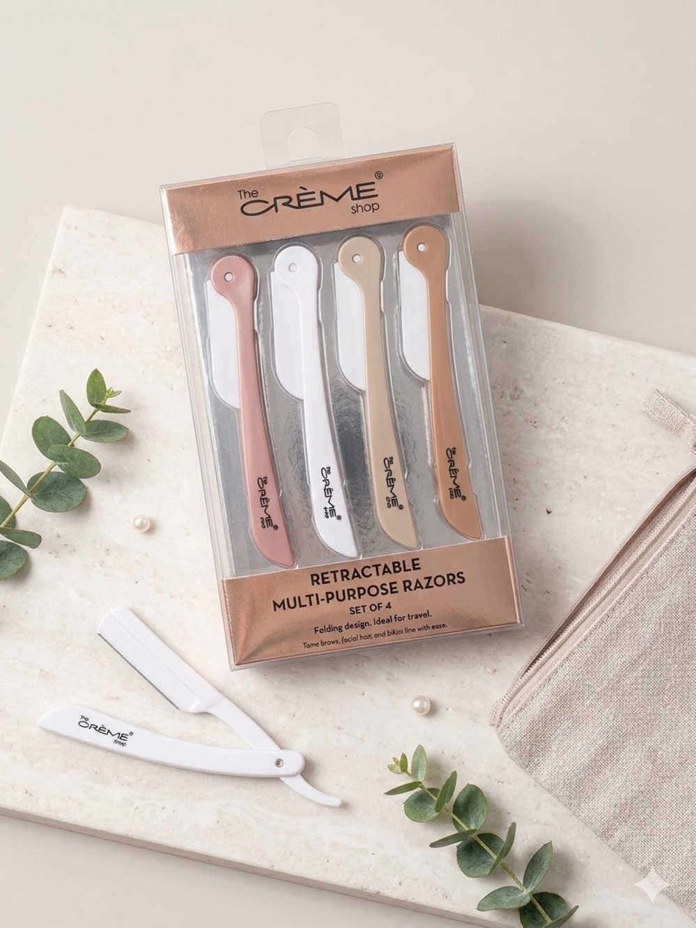 Retractable Multi-Purpose Facial Razors Set of 4 - White, Mauve, Taupe, Brown
